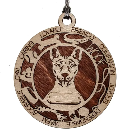 Miniatura 21 de Adorno de Navidad personalizado de madera para perro de 3 pulgadas, nombre y texto personalizables, hecho a mano en Estados Unidos, diseño de corte