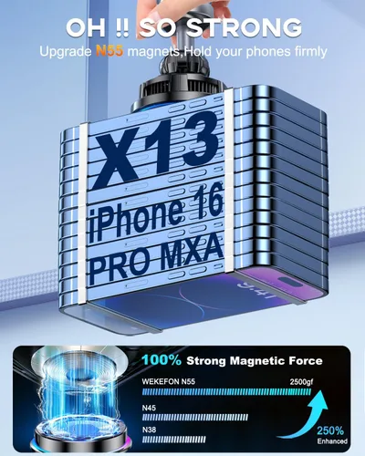 Miniatura 7 de Para Qi2 Cargador de Montaje de Coche MagSafe de 15W con Luz RGB, Soporte Magnético Inalámbrico de Enfriamiento por Hielo para Teléfono, Carga