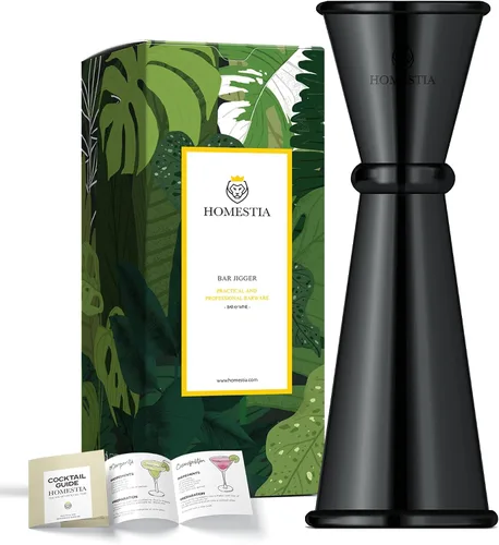 Homestia - Jigger de cóctel japonés negro – Jigger de doble barra de 2 onzas y 1 oz, acero inoxidable 304 con medidas internas | Taza medidora de