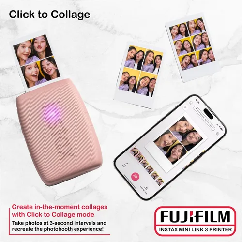 Miniatura 6 de FUJIFILM INSTAX Mini Link 3 - Paquete de impresora para teléfono inteligente con película Fujifilm Instax Mini (20 hojas), marcos de fotos