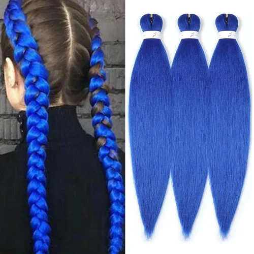 Miniatura 22 de Cabello trenzado preestirado de 18 pulgadas, 3 paquetes de cabello rubio miel preestirado, extensiones de cabello sintético profesional, sin