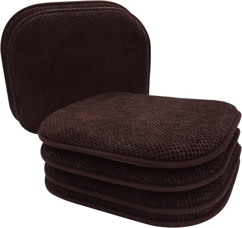 Cojines de asiento de espuma marrón para sillas de cocina, almohadillas para sillas de comedor, paquete de 6 cojines antideslizantes para asientos