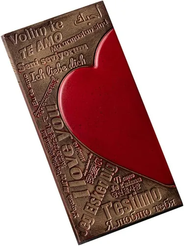 Miniatura 6 de CM 3844 Louis Amado - Molde de policarbonato transparente para chocolate con 3 cavidades rectangulares para tabletas con mensaje de corazón, 2.756