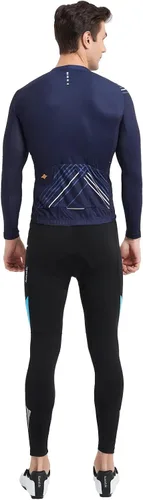 Miniatura 48 de Santic - Camiseta de ciclismo para hombre, manga larga, reflejante, cremallera completa, con bolsillos