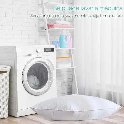 Miniatura 7 de Juego de 2 almohada de plumas de ganso blanco. Funda de algodón egipcio de 600 hilos. Almohada de firmeza media, tamaño Queen, apoyo suave