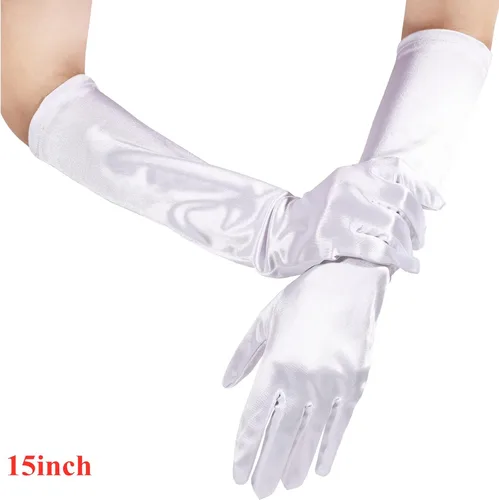 Miniatura 3 de Guantes blancos largos de los años 20 para mujer, guantes de noche de ópera, guantes de satén, guantes de novia para mujeres, bodas