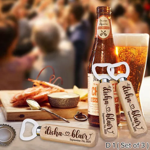 Miniatura 2 de Abrebotellas personalizados, nombres de pareja personalizados de madera y abridores de fecha para regalo de boda, regalos ideales para boda