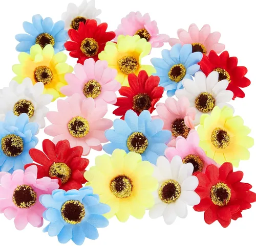 Juvale Margaritas artificiales de poliéster, flores artificiales realistas para decoración, cabezas de flores falsas versátiles para manualidades,