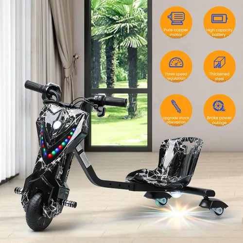 Miniatura 7 de Triciclo de deriva, triciclo de deriva de rueda grande para mayores de 8 años, con marco de acero fuerte, triciclo para niños con asiento ajustable