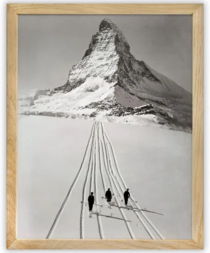 Make Em Laugh Esquí Matterhorn - Póster enmarcado de 11 x 14 pulgadas, gran regalo de fotos vintage en blanco y negro y decoración para cabaña de