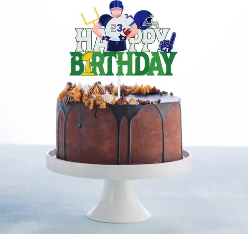 Miniatura 7 de Super Bowl - Decoración para pastel de feliz cumpleaños – Selección de pastel de fútbol americano – Decoración de pastel de jugador – Rugby Ball
