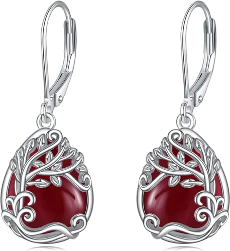 Miniatura 183 de Aretes colgantes con forma de lágrima de filigrana de piedra lunar de plata de ley 925 con cierre de palanca para mujer, regalos de joyería