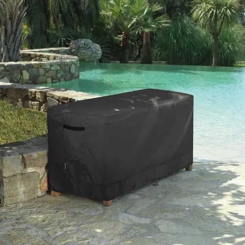 Miniatura 7 de Funda para Caja de Cubierta de Patio Impermeable Rectangular para Exteriores Funda para Banco de Almacenamiento 62L x 30A x 26Al pulgadas, Negro
