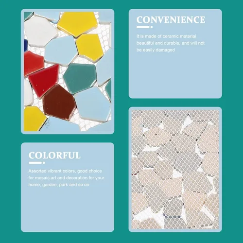 Miniatura 4 de Azulejos de mosaico de cerámica para manualidades a granel, azulejos de mosaico verde de varios tamaños y formas, azulejos de porcelana rotos