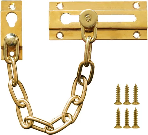 Cadena de seguridad para puerta de latón sólido, seguridad para el hogar resistente, cadena de seguridad para cerradura de puerta de latón robusta y