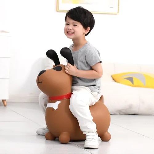 Miniatura 4 de INPANY Perro Saltarín Marrón Caballo Saltador para Niños Pequeños - Caballo Saltador Rebotante, Juguetes de Animales para Montar para Niñas y Niños
