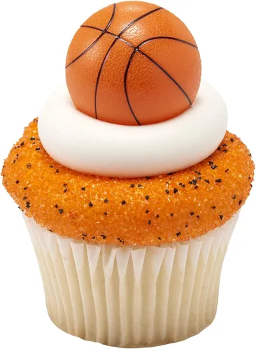 Miniatura 7 de DecoPac Anillos 3D de baloncesto, decoraciones para cupcakes, toppers para pasteles aptos para alimentos – Paquete de 24