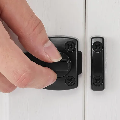 Miniatura 4 de INIRET Paquete de 2 pestillos de cerrojo giratorio para puerta, cerradura de puerta de seguridad, cerradura de puerta para mascotas, muebles