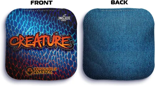 Miniatura 2 de Juego de 4 bolsas de maíz profesionales reguladoras para juegos de lanzamiento de cornhole, para todos los niveles de habilidad (criatura)