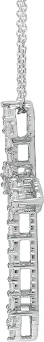 Miniatura 3 de GILDED Diamante cultivado en laboratorio T.W. de 14 qt (claridad SI1-SI2, color F-G) y colgante de cruz ornamentada de plata de ley con una cadena