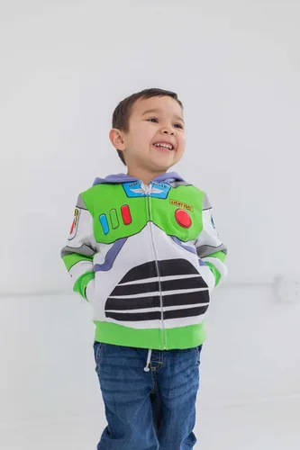 Miniatura 3 de Disney Pixar Toy Story Buzz Lightyear Sudadera con capucha de forro polar iTalk con cremallera para niños pequeños a grandes, Rojo