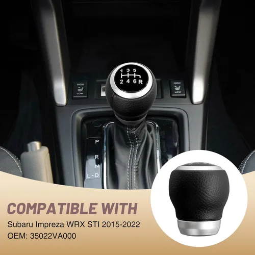 Miniatura 6 de Pomo de Palanca de Cambios Manual: Pomo de Palanca de Cambios de Cuero PU de 6 Velocidades de Reemplazo para Subaru WRX/STI 2015-2022 Varilla