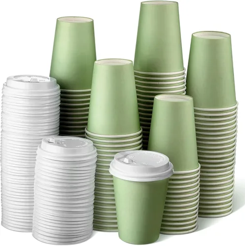 Miniatura 10 de Funtery 100 tazas de papel de color rosa claro de 9 onzas desechables taza de café rosa taza de fiesta para graduación, boda, vacaciones, picnic