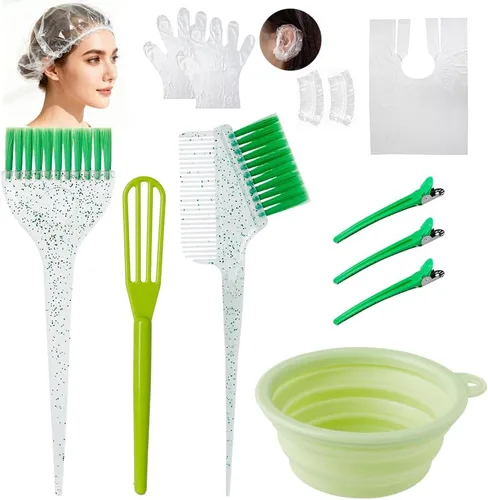 Miniatura 12 de Juego de brochas y tazones de color para teñir el cabello, juego de brochas de color para mezclar tazón, peine para teñir el cabello (negro)