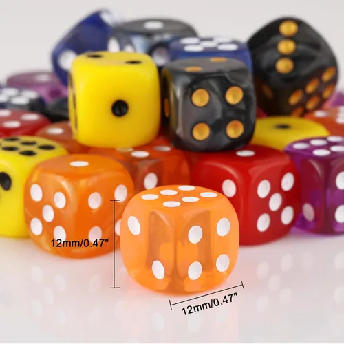 Miniatura 3 de 36 Piezas 12mm Juego de Dados Mini de 6 Caras, Juego de Dados D6 de Colores Translúcidos, Juego de Dados Estándar de 6 Caras para Juegos de Mesa