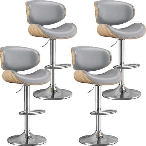 Miniatura 34 de Taburetes de bar, taburetes de bar giratorios ajustables para isla de cocina, sillas de barra de cuero moderno de mediados de siglo de altura