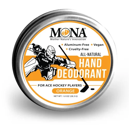 MONA Desodorante de manos totalmente natural para jugadores de hockey Ace | Para atletas que usan guantes | Vegano, sin OMG, libre de crueldad |