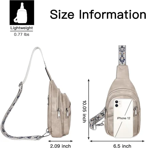 Miniatura 40 de Telena Bolso bandolera para mujer, bolso cruzado para mujer, cangurera de cuero vegano con correa ajustable