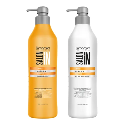Salon In Recamier Shampoo 33.8 Fl. oz – Tratamiento hidratante y definidor de rizos con queratina para cabello rizado