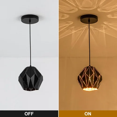 Miniatura 9 de Lámpara colgante industrial vintage negra de 7.9 pulgadas Geometric Diamond Ceiling Hanging Light Fixture, Metal E26 Pendant Lamp for Kitchen