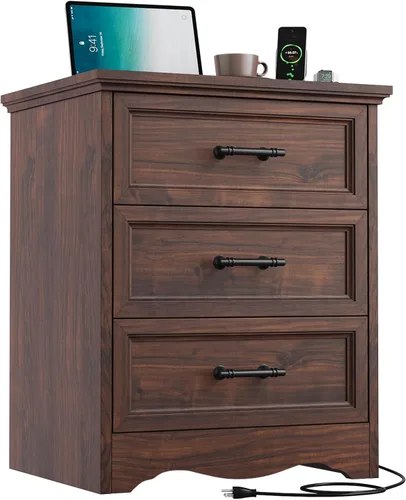 Miniatura 25 de YANSNWO Cómoda de Granja Negra para Dormitorio, Moderna Cómoda de 6 Cajones, Cómoda Alta de 44" con Manijas de Metal Cepillado, Organizadores