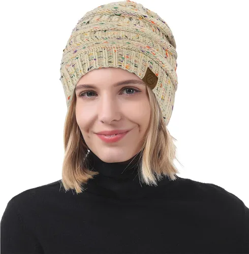 Miniatura 3 de American Trends Gorros de invierno para mujer, paquete de 4 gorros de punto grueso y holgado
