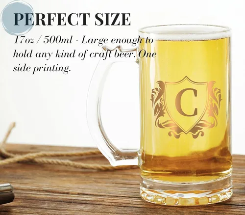 Miniatura 3 de Onebttl Regalos personalizados de cerveza para hombres amantes de la cerveza, taza de cerveza pesada de 17 onzas con asa para jefe como regalo