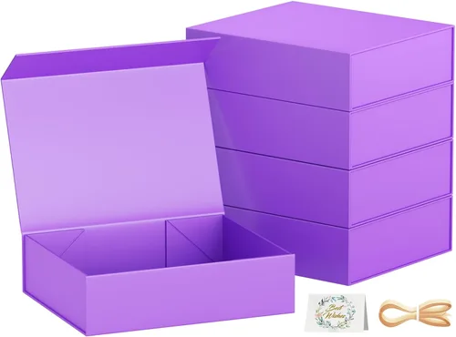 Miniatura 10 de PSHVYM Cajas de regalo con tapas, 11.5 x 7.8 x 3 pulgadas, caja de regalo negra para regalos, cierre magnético para camisetas, guantes, bufandas