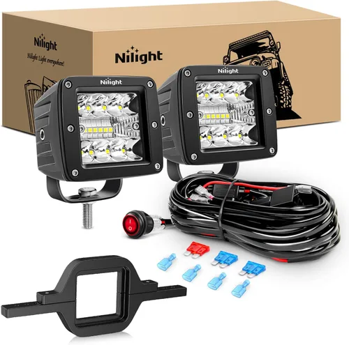 Miniatura 10 de Nilight 2 cubos LED de 3 pulgadas y 42 W mejorados, combo de inundación de puntos, luces antiniebla todoterreno de conducción cuadrada de 12 V, 5