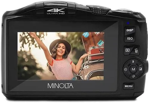 Miniatura 4 de Minolta Cámara digital de 64 MP – Video 4K Ultra HD a 60 FPS, zoom digital de 16x, WiFi, sensor CMOS, pantalla LCD de 3 pulgadas, exposición