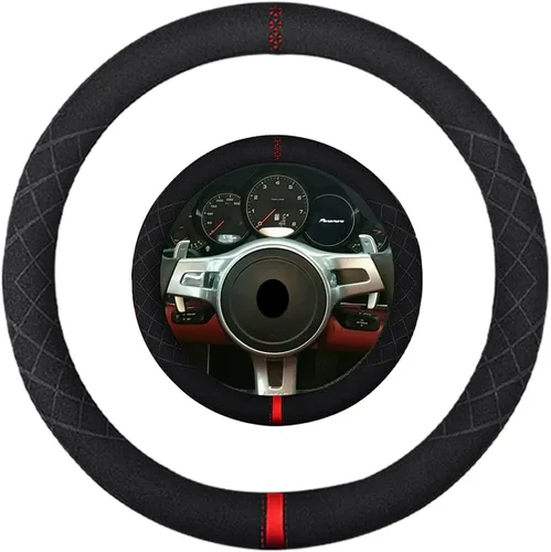 Miniatura 16 de Funda de volante de ante K LAKEY, compatible con Dodge Avenger Grand Caravan Challenger Charger, cubierta de volante deportiva antideslizante