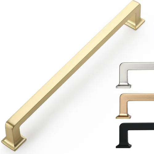 Miniatura 20 de 9BUILD Paquete de 6 pomos de latón cepillado de 1.2 pulgadas para gabinetes, pomos dorados para cajones, perillas cuadradas para gabinetes