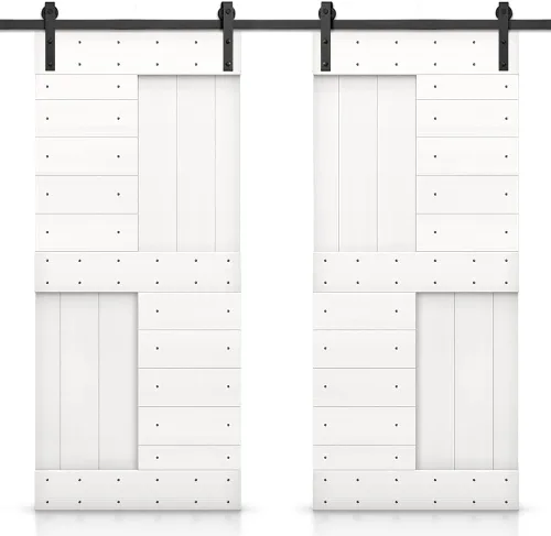 Miniatura 51 de TMS Serie N - Puerta corrediza interior de madera de pino anudada con kit de herrajes deslizantes (32 x 84 pulgadas, blanco)