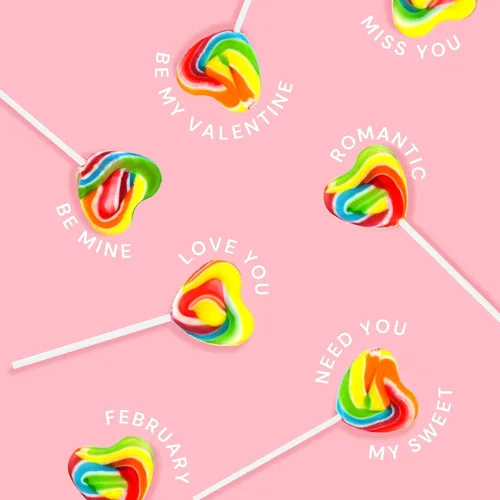 Miniatura 2 de Snacktery Paletas de corazón – 24 paletas de San Valentín en forma de corazón – Lechones de San Valentín arcoíris – Ventosas envueltas