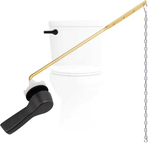 Miniatura 15 de Hygie Rinse Palanca de inodoro de metal, reemplazo de palanca de descarga, mango universal de montaje frontal con cadenas de solapa de acero Blanco