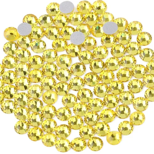 Miniatura 67 de Beadsland 1440 diamantes de imitación de cristal con parte trasera plana, gemas redondas, ámbar, SS3, 0.047-0.055 in