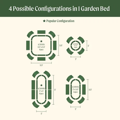 Miniatura 3 de Vego Garden Kits de cama de jardín elevada de 26" extra alta, caja de maceta elevada modular 4 en 1 para verduras, flores, frutas, cama de jardín