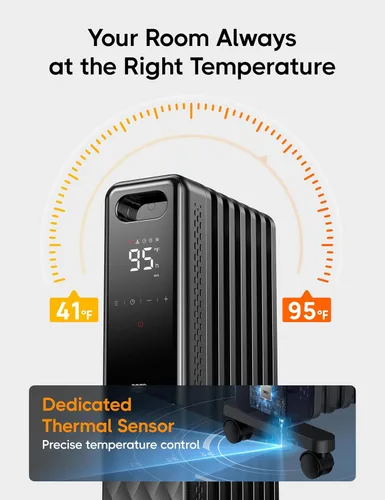 Miniatura 6 de DREO Radiador lleno de aceite, calentadores radiantes eléctricos para uso en interiores, habitación grande con control remoto, bloqueo infantil, 4