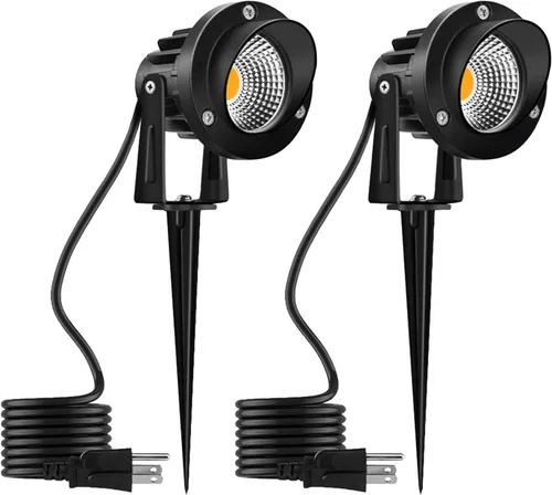 Miniatura 13 de Romwish Foco LED de paisaje de 5 W, iluminación de paisaje al aire libre de 120 V, enchufe de 550 lúmenes, luces LED impermeables para paisaje