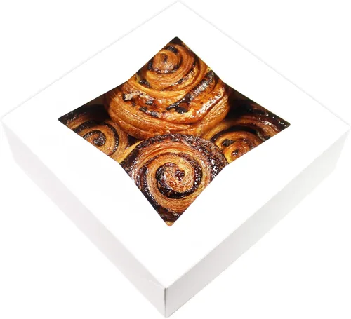 Miniatura 7 de BAKELUV Paquete de 100 cajas de panadería marrones de 8 x 8 x 2.5 pulgadas con ventana, cajas de galletas, pasteles, postres, golosinas, alimentos